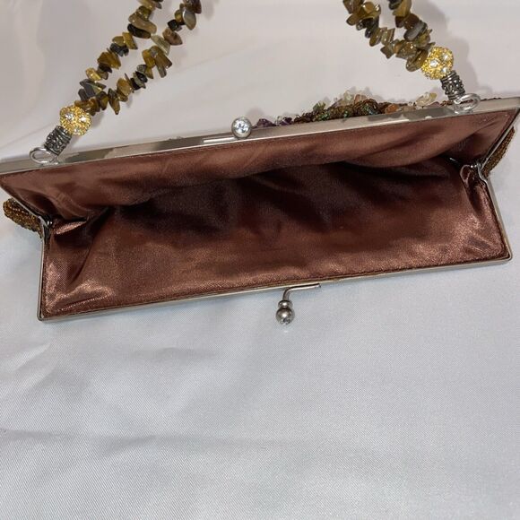 Vintage Handled Purse Handbag Victorian Style Genuine Black Onyx Carnelian - Picture 9 of 15